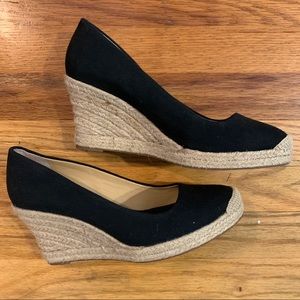 EUC J. Crew black wedge espadrille